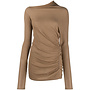 Asymmetric Draped Knit in Cashmere in Camel