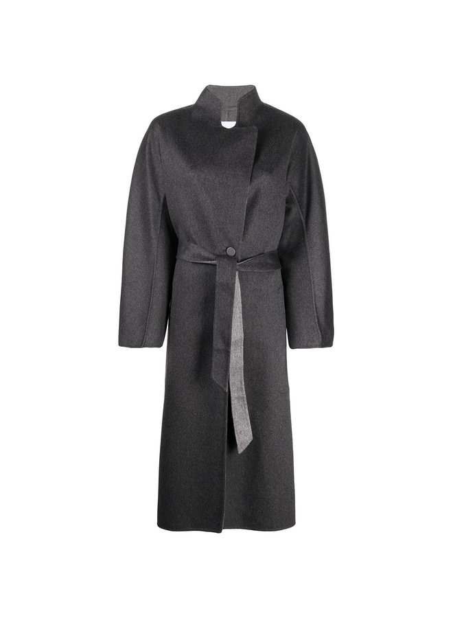 Belted Coat in Double Cashmere in Charcoal