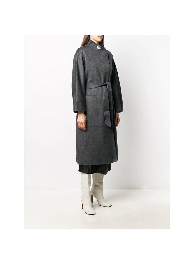 Belted Coat in Double Cashmere in Charcoal