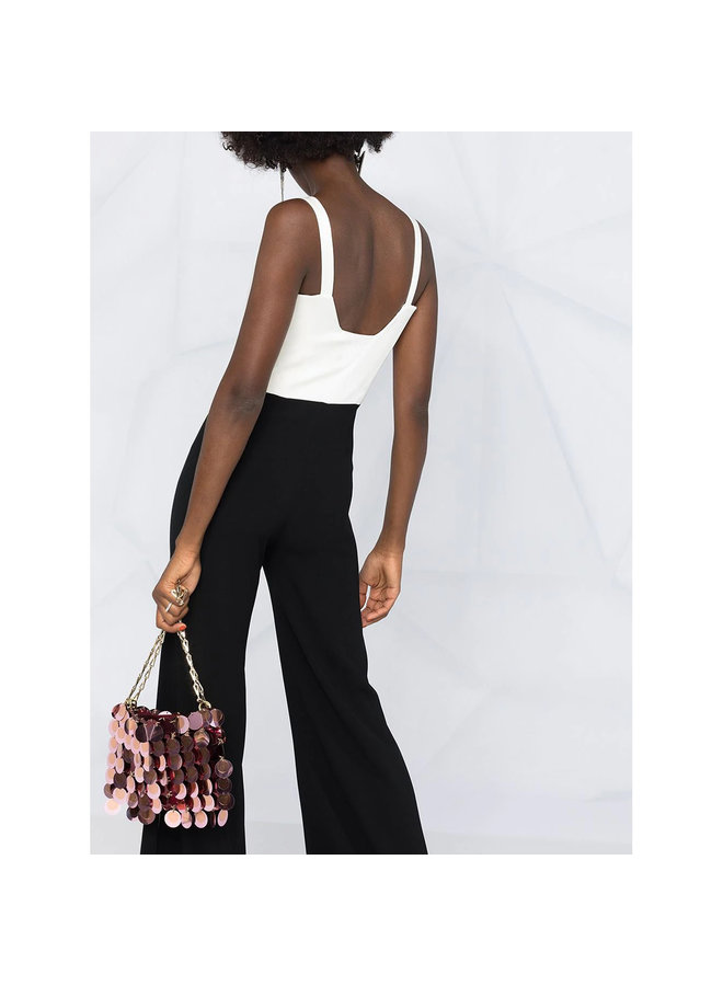 Flared Full Length Jumpsuit in Black/White