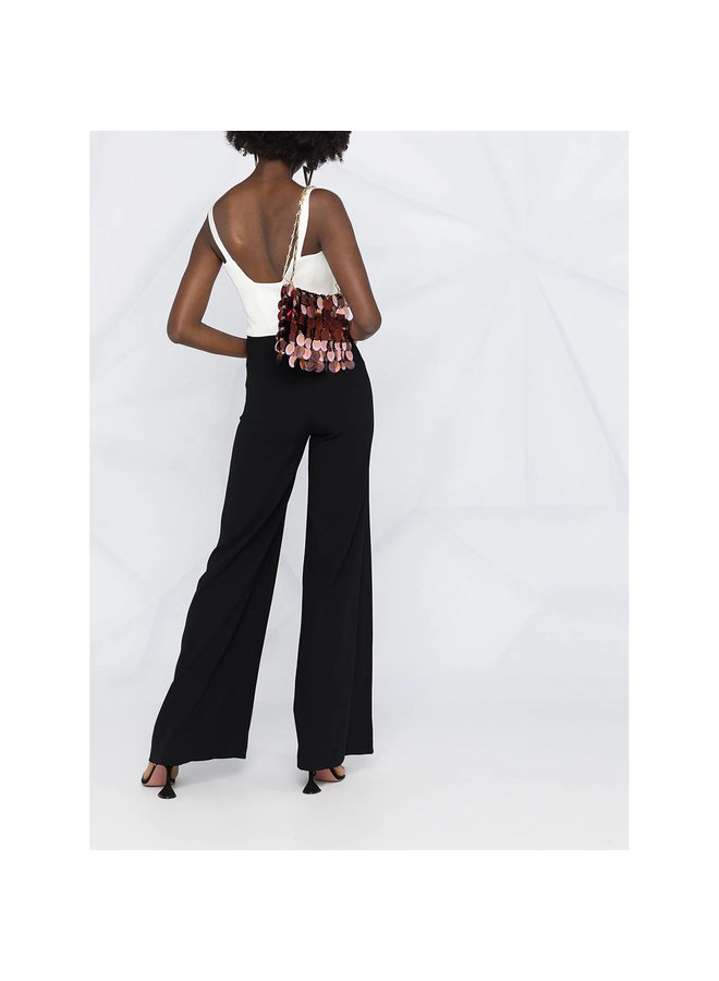 Flared Full Length Jumpsuit in Black/White