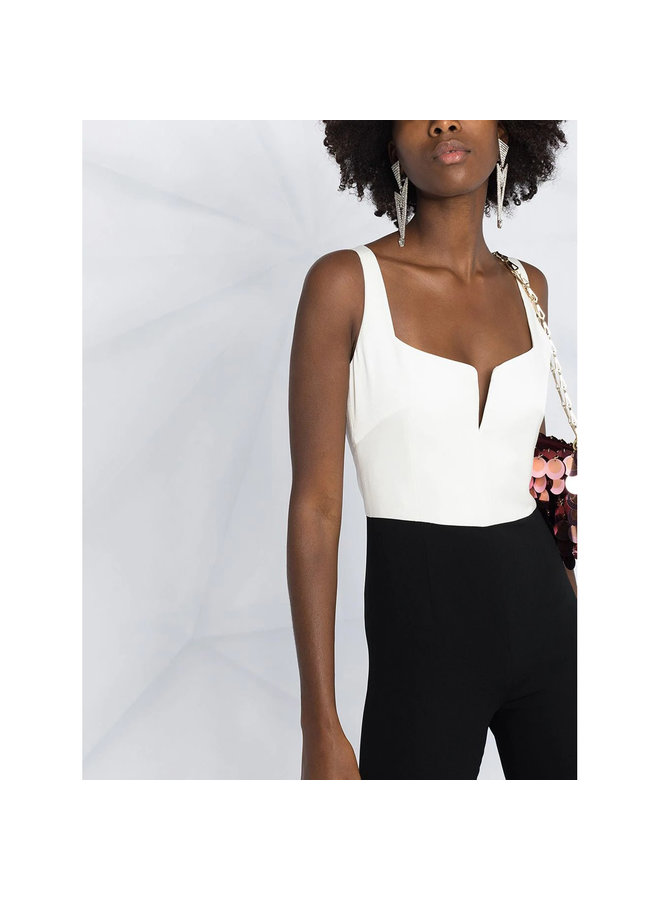 Flared Full Length Jumpsuit in Black/White