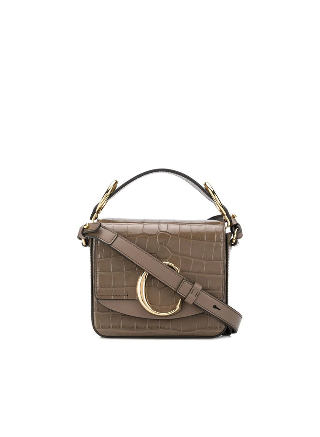 Mini C Crossbody Bag in Leather in Army Green