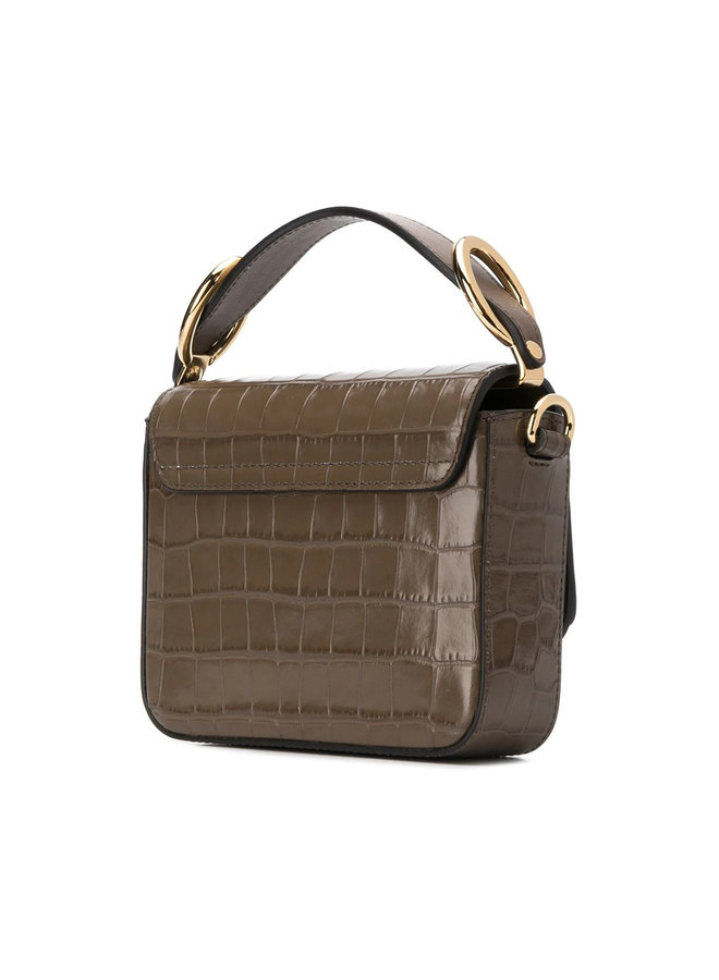 Mini C Crossbody Bag in Leather in Army Green