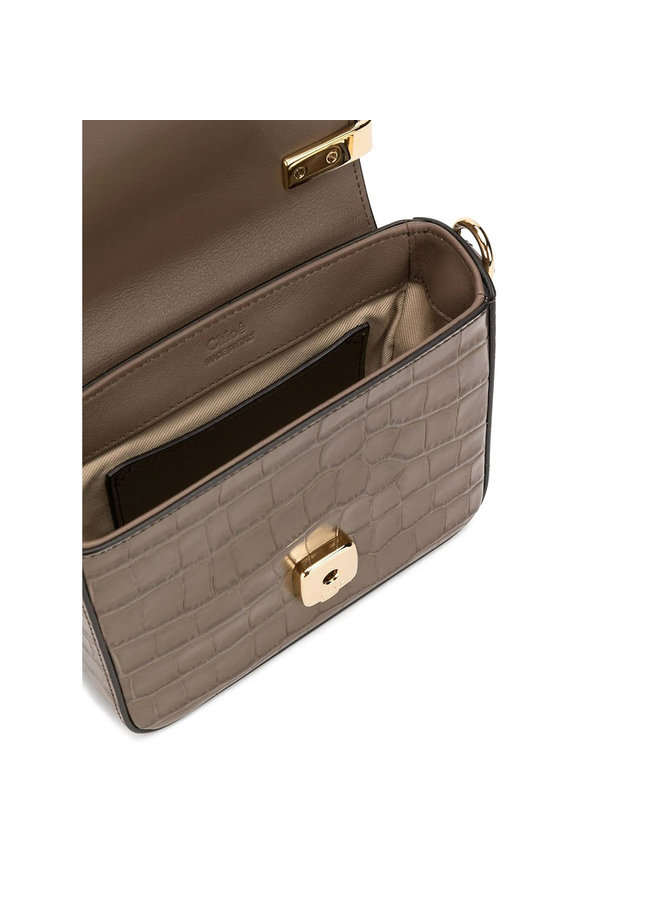 Mini C Crossbody Bag in Leather in Army Green