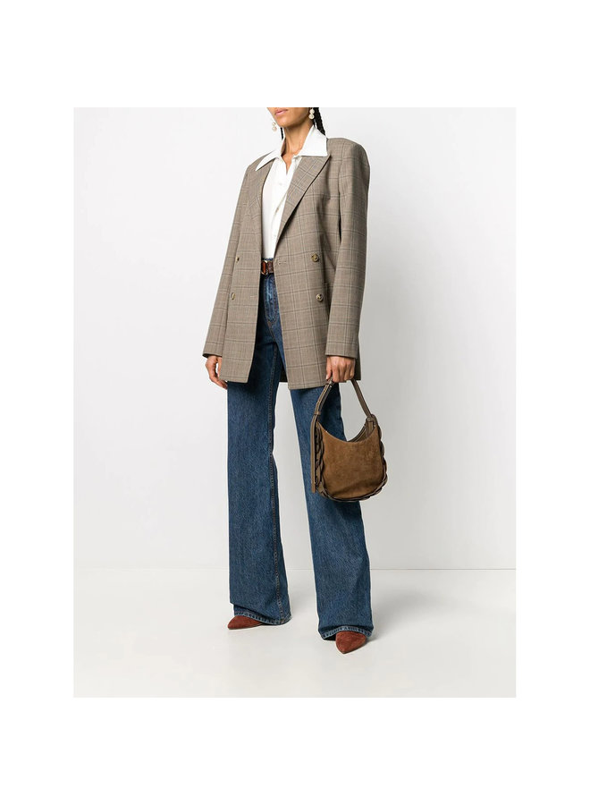 Darryl Small Shoulder Bag in Suede in Army Green