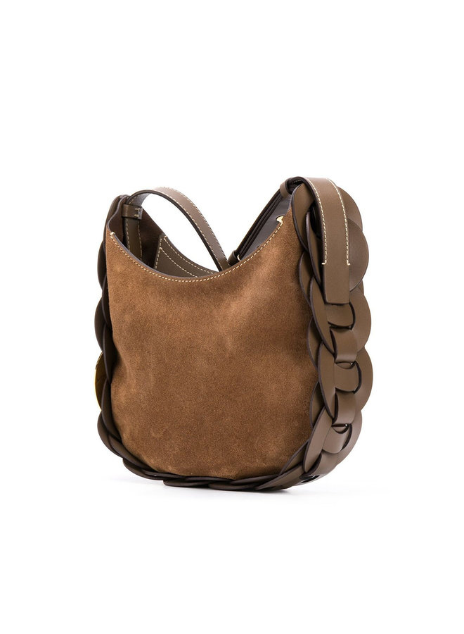Darryl Small Shoulder Bag in Suede in Army Green