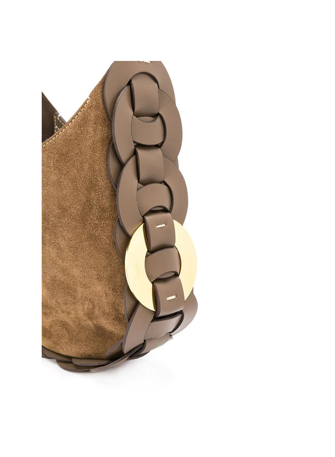 Darryl Small Shoulder Bag in Suede in Army Green