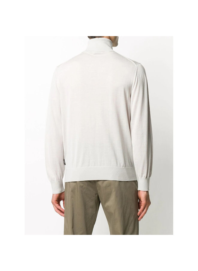 Turtleneck Knitted Jumper in Wool in Off White