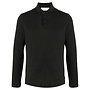 Long Sleeve Polo T-shirt in Stretch Cotton in Black