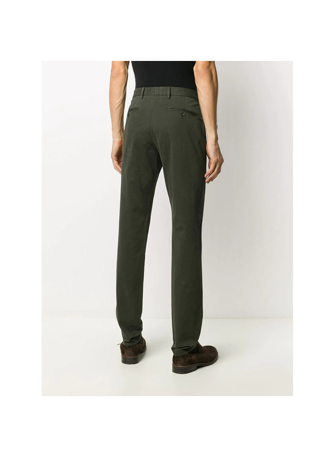 Slim Fit Casual Pants in Stretch Cotton in Khaki