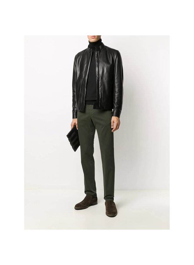 Slim Fit Casual Pants in Stretch Cotton in Khaki