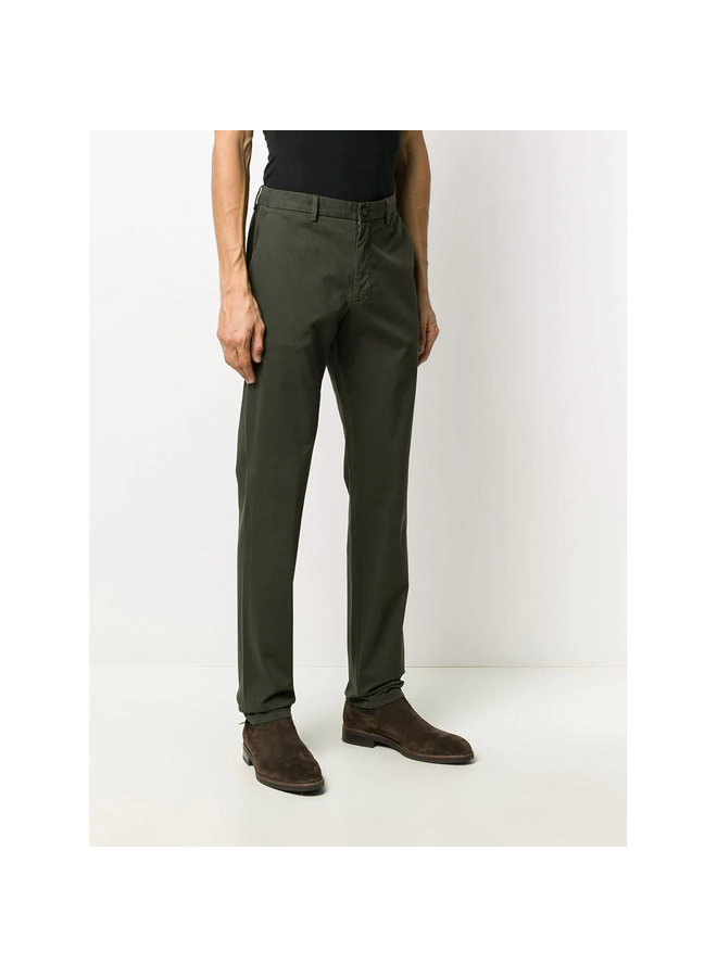 Slim Fit Casual Pants in Stretch Cotton in Khaki