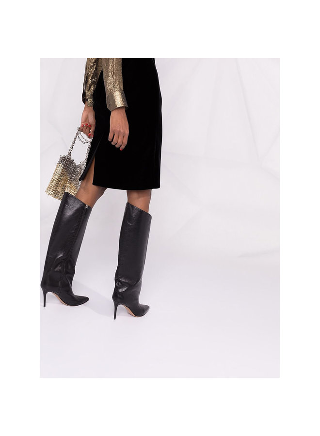 High Waisted Pencil Skirt in Silk in Black