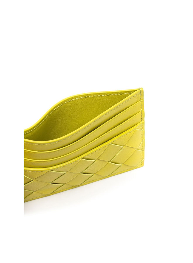 Card Holder in Intrecciato Leather in Kiwi