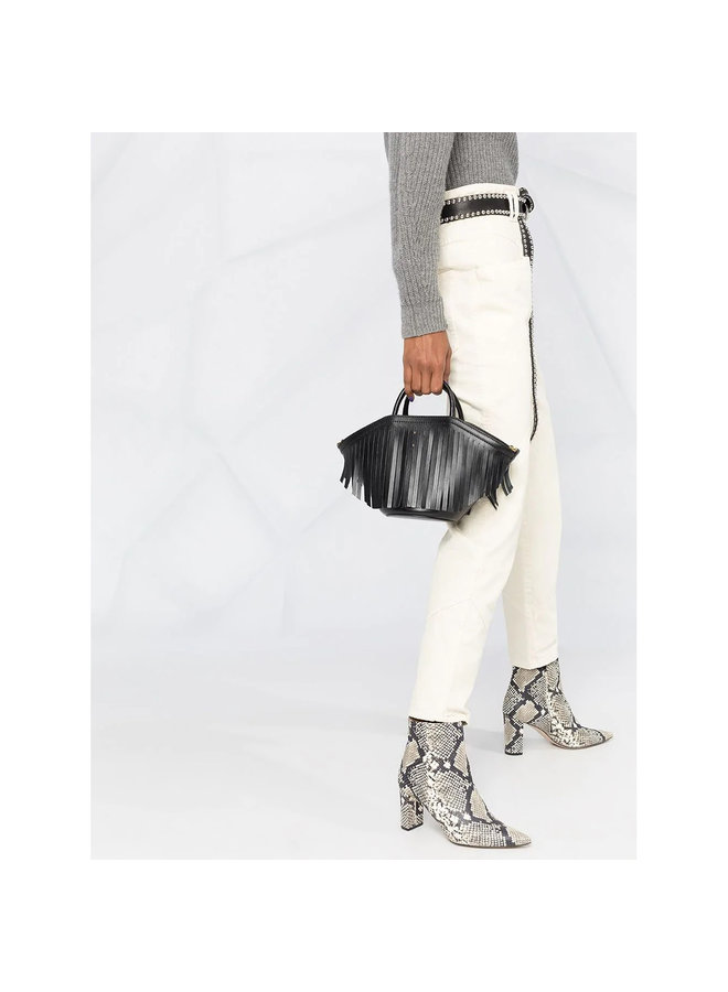 High Waisted Cropped Pants in Cotton in Ecru