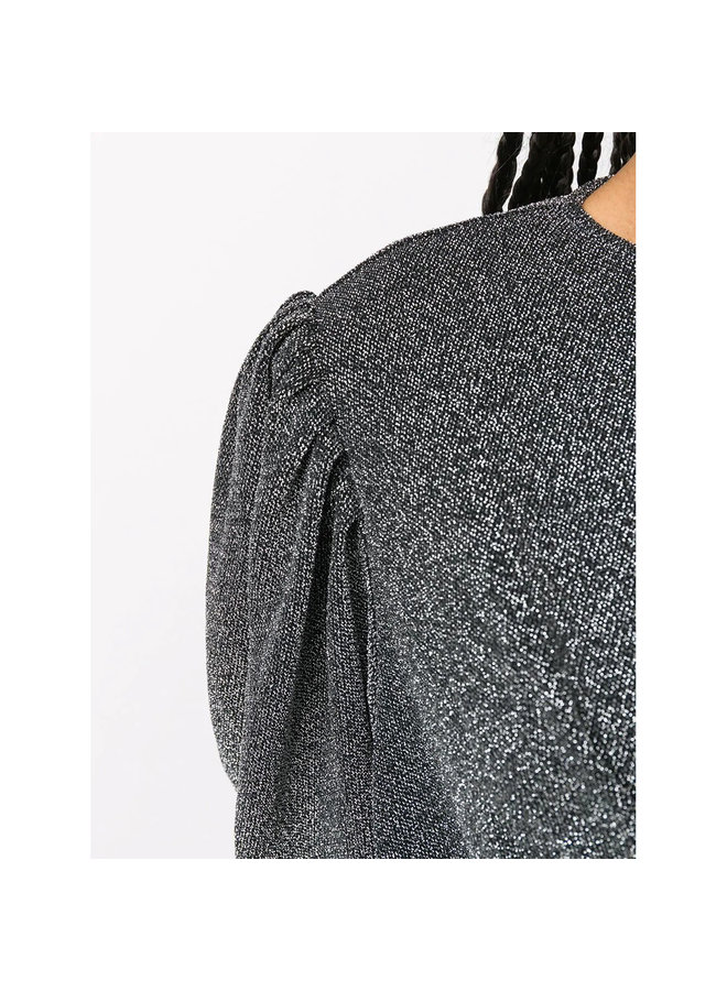 Long Sleeve Top in Lurex in Silver