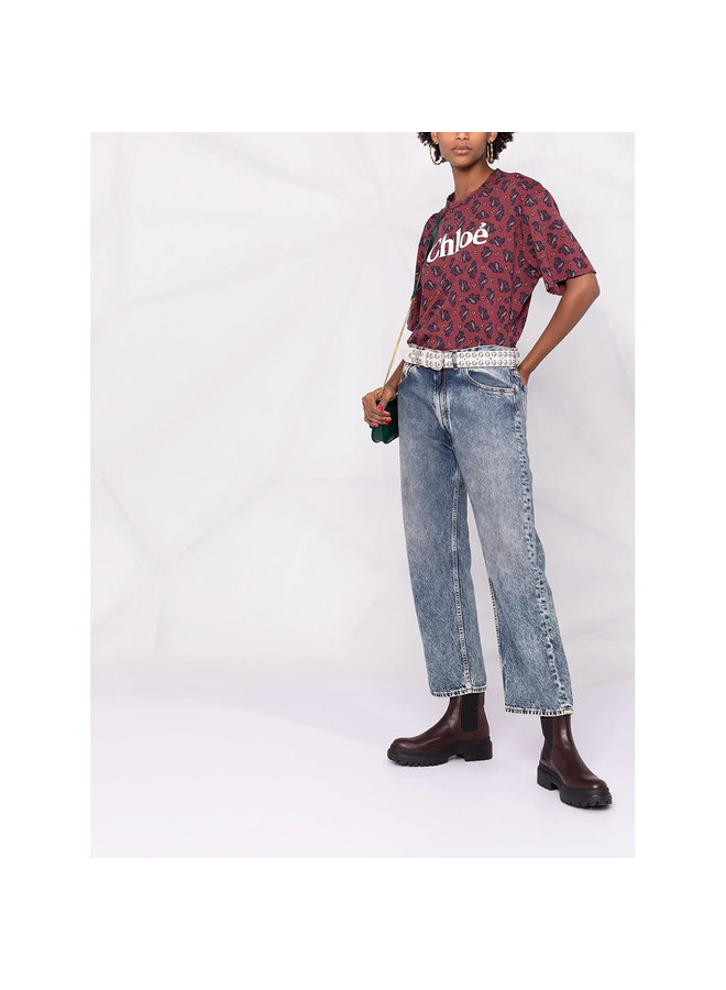 Logo Printed T-shirt in Cotton in Crafty Brown