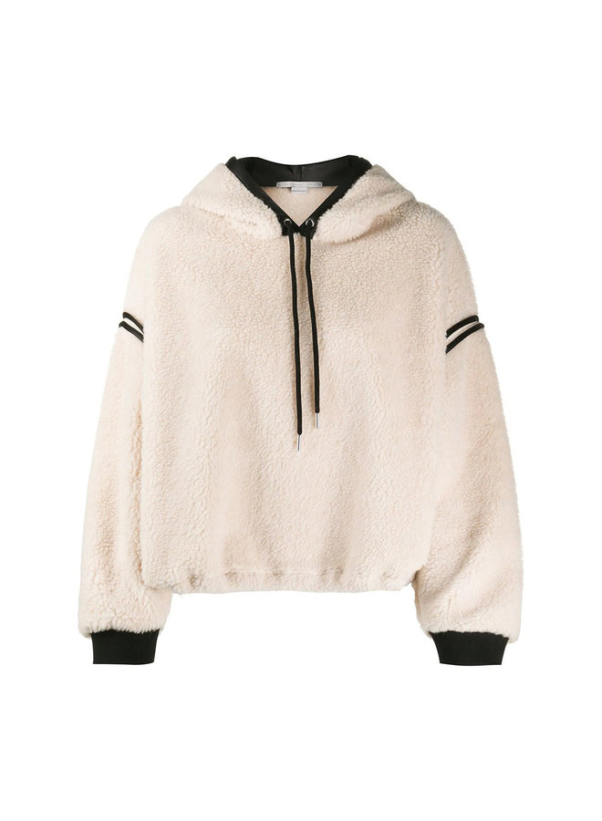 Hoodie Sweatshirt in Faux Shearling Wool in Hazel