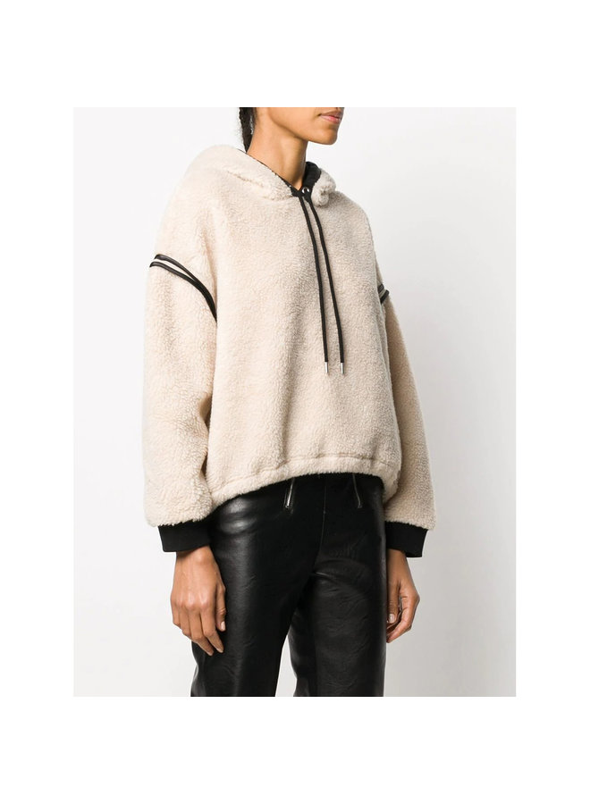 Hoodie Sweatshirt in Faux Shearling Wool in Hazel