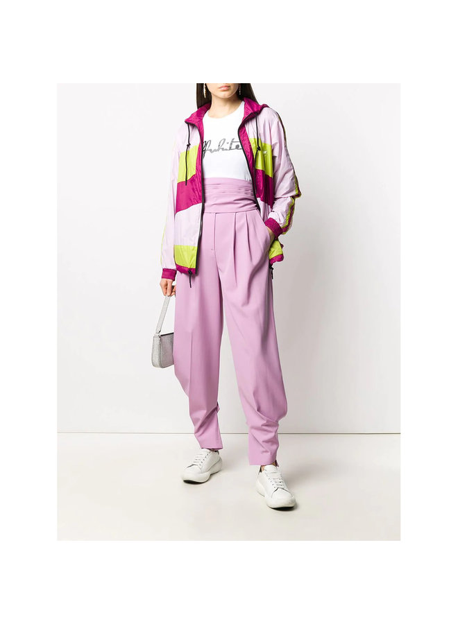 High Waisted Pleated Pants in Wool in Pale Pink