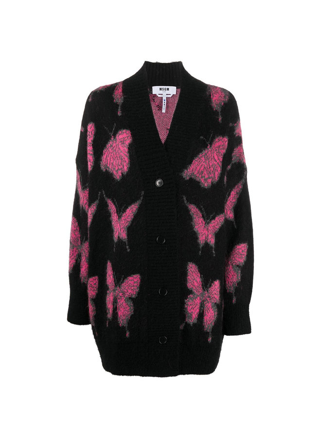 Long Cardigan in Butterfly Print