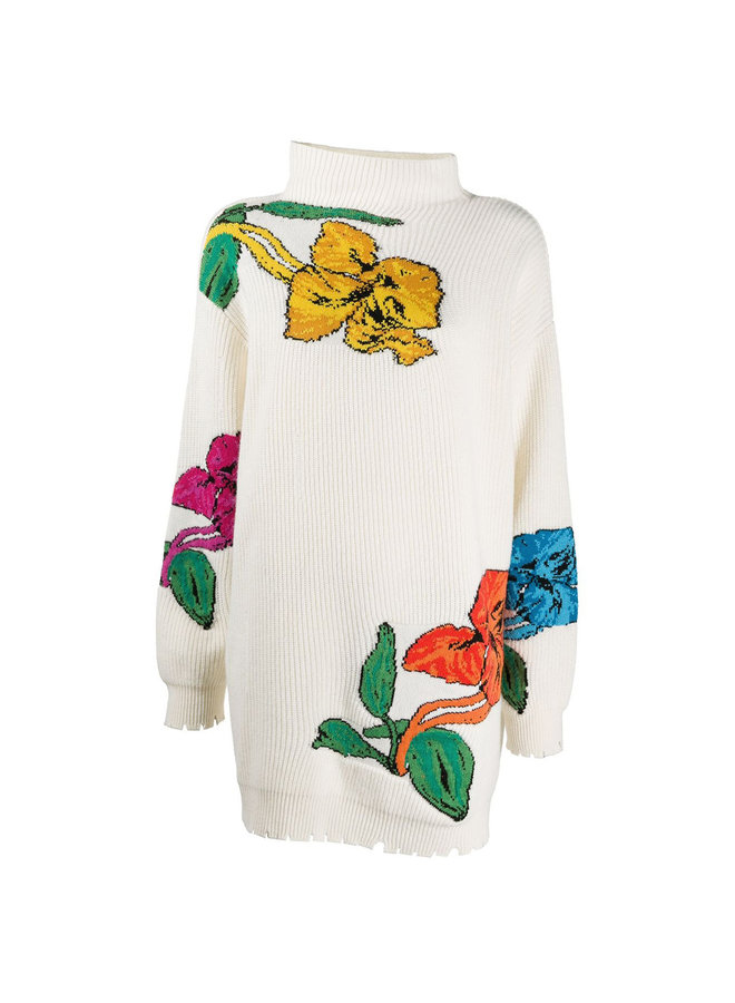 Long Sweater in Flower Print