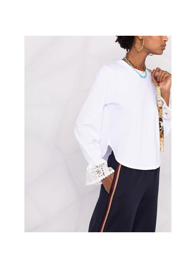 Wide Leg Track Pants in Cotton in Dark Denim