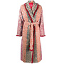 Long Belted Coat in Wool in Multicolor Carpet