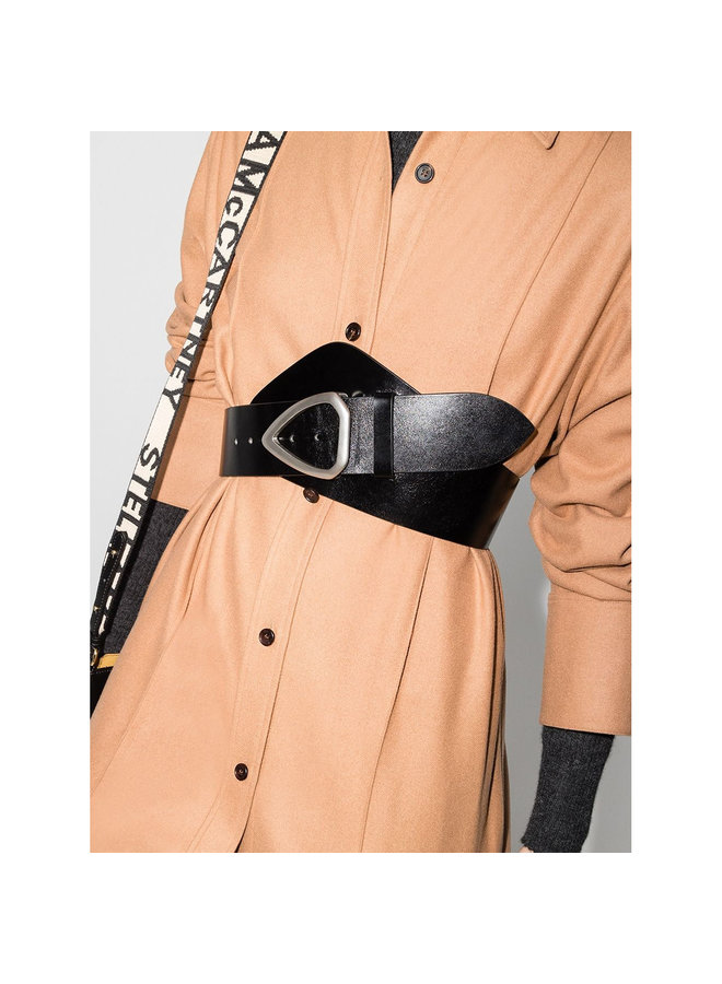 Waist Belt in Leather in Black