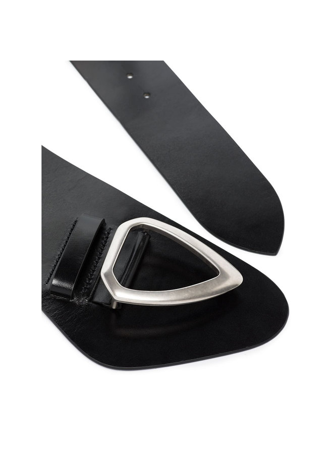 Waist Belt in Leather in Black