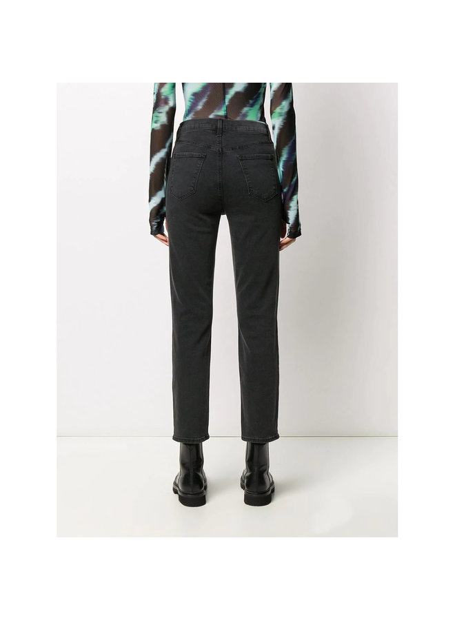 High Rise Straight Leg Jeans in Dark Grey