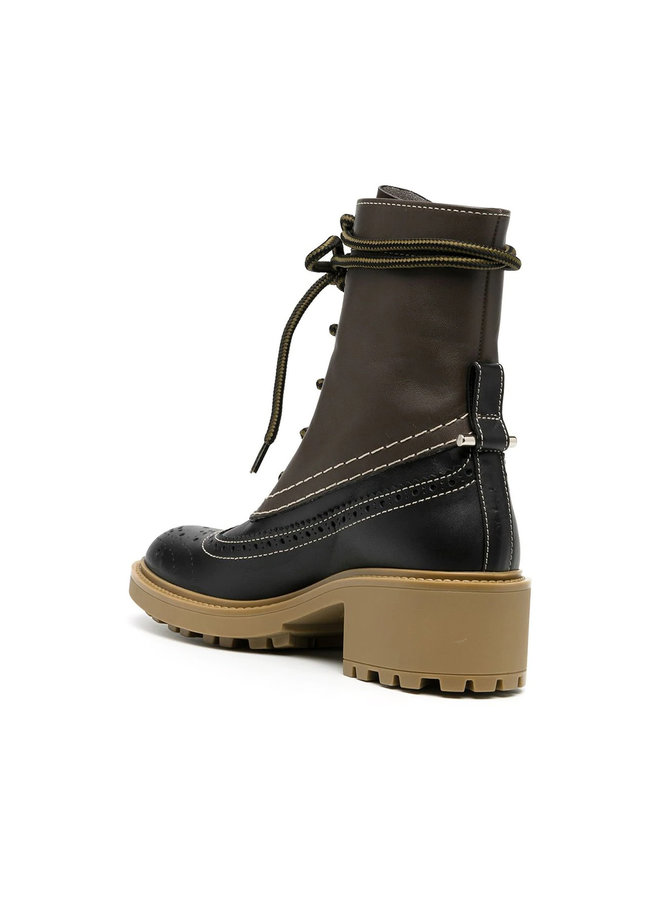 Lace Up Ankle Boots in Leather in Antique Brown