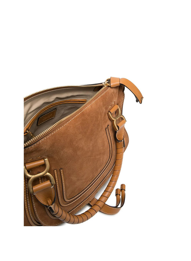 Large Marcie Shoulder Bag in Leather in Camel