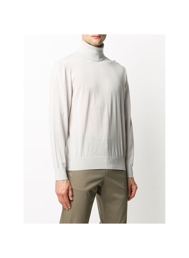 Turtleneck Knitted Jumper in Wool in Off White