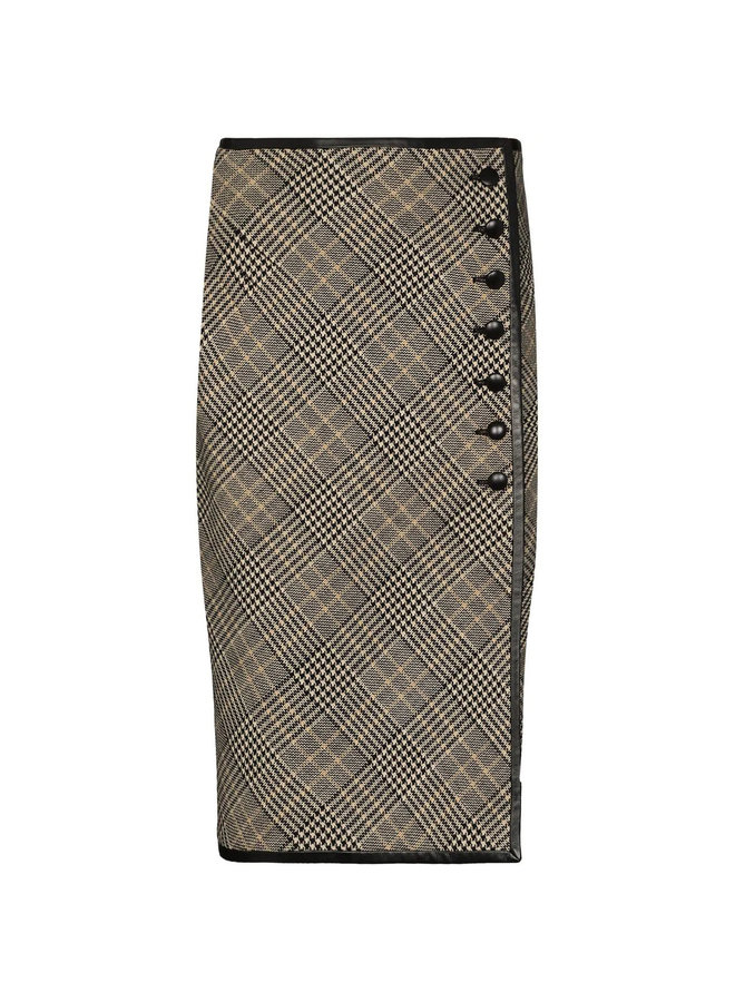Midi Leather Trims Pencil Skirt
