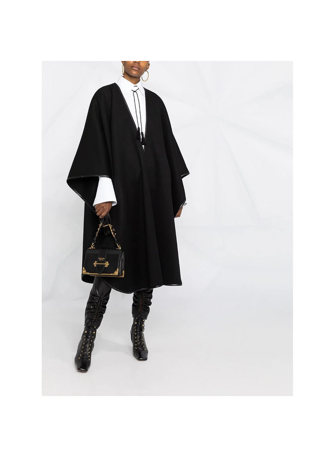 Oversized Poncho Cape in Cashmere Wool in Black