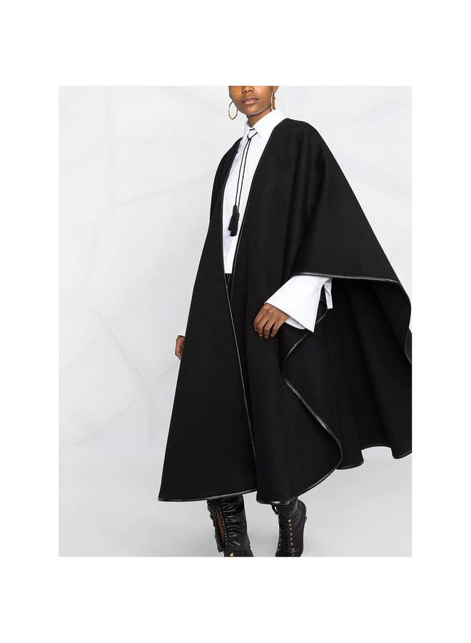 Oversized Poncho Cape in Cashmere Wool in Black