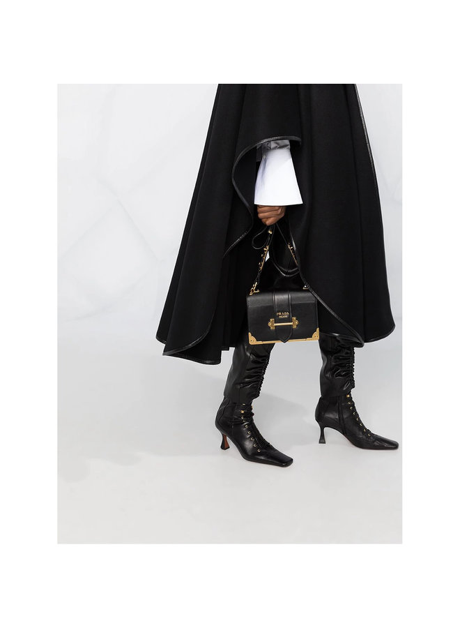 Oversized Poncho Cape in Cashmere Wool in Black