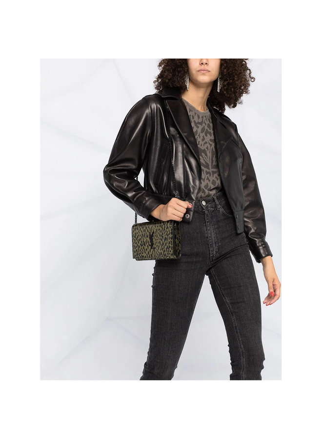 Oversized Biker Jacket in Leather in Black