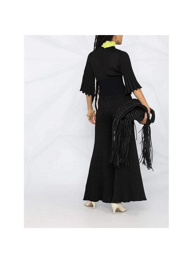 Full Length Pleated Jumpsuit in Black