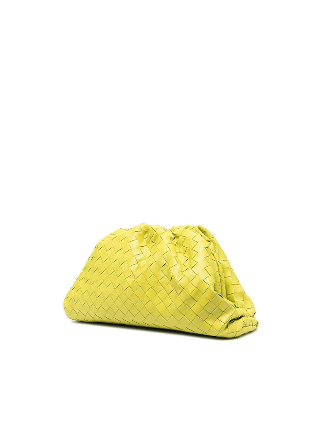 The Pouch Large Clutch Bag in Intrecciato Leather in Kiwi