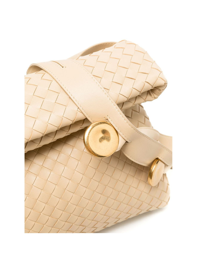 Small Crossbody Bag in Intrecciato Leather in Porridge
