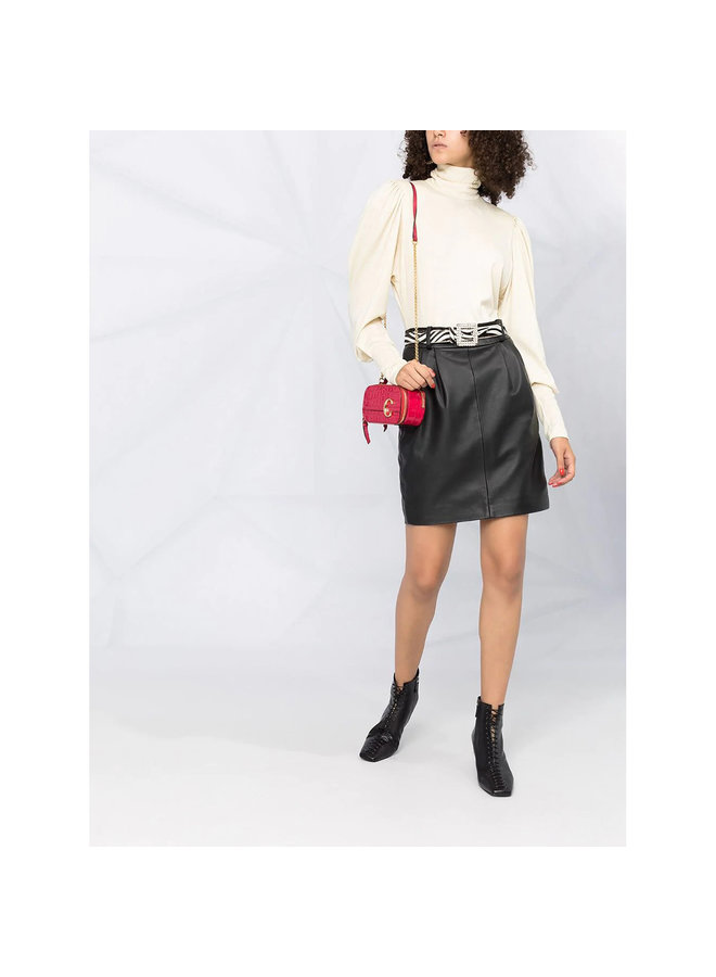 Balloon Sleeve Knitted Top in Wool in Ecru