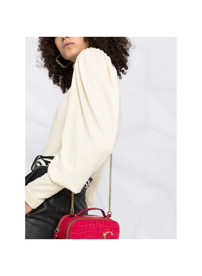 Balloon Sleeve Knitted Top in Wool in Ecru