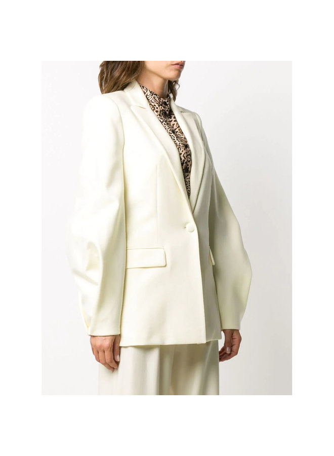 Balloon Sleeve Blazer Jacket in Wool in Off White