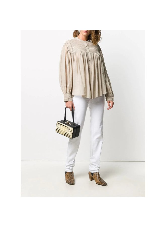 High Waisted Straight Leg Jeans in Cotton in White