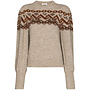 Puff Sleeve Knitted Jumper in Wool in Beige