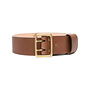 Square Buckle Belt in Leather in Canyon Brown