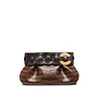 Darryl Clutch Bag in Crocodile Embossed Leather in Dark Ebony